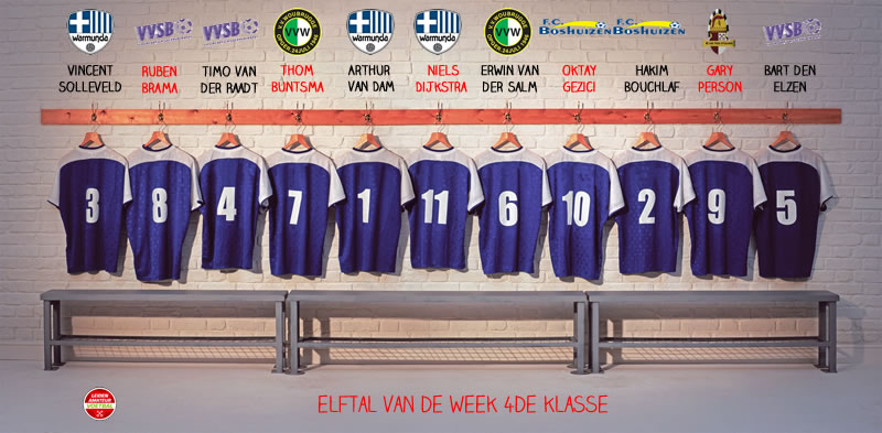 elftal van de week 4de kl 18