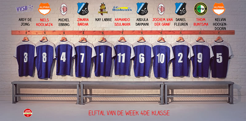 elftal van de week 4de kl 22